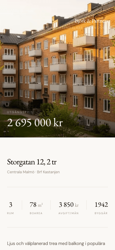 Björk & Partners — Property listing